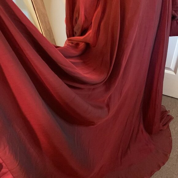 Mac Duggal Sheer Blouson Sleeve Surplice Gown 67873 - Picture 7 of 14